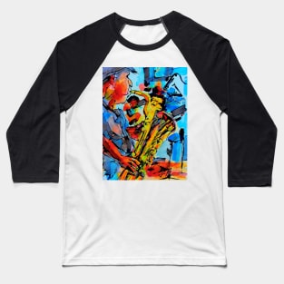 Saxophone Player Music Jazz Blues Abstract Art Baseball T-Shirt